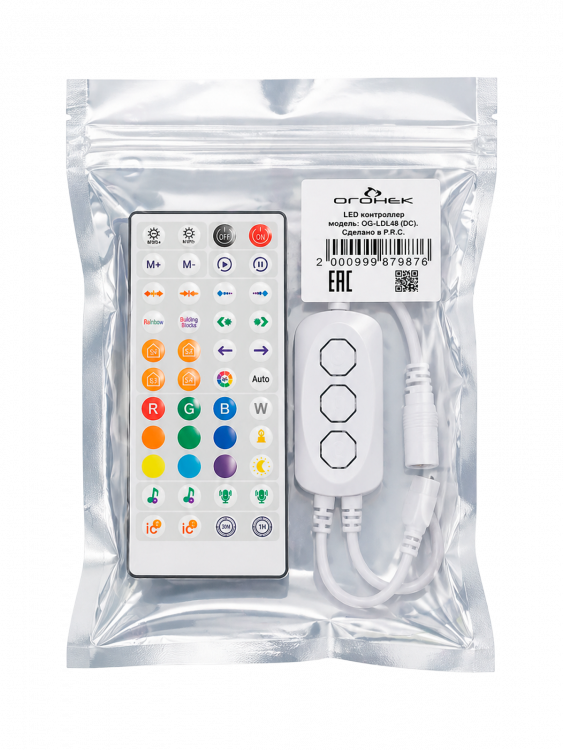 Огонек OG-LDL48 LED контроллер DC 12-24В (Wi-Fi. RGB, 3PIN, пульт)